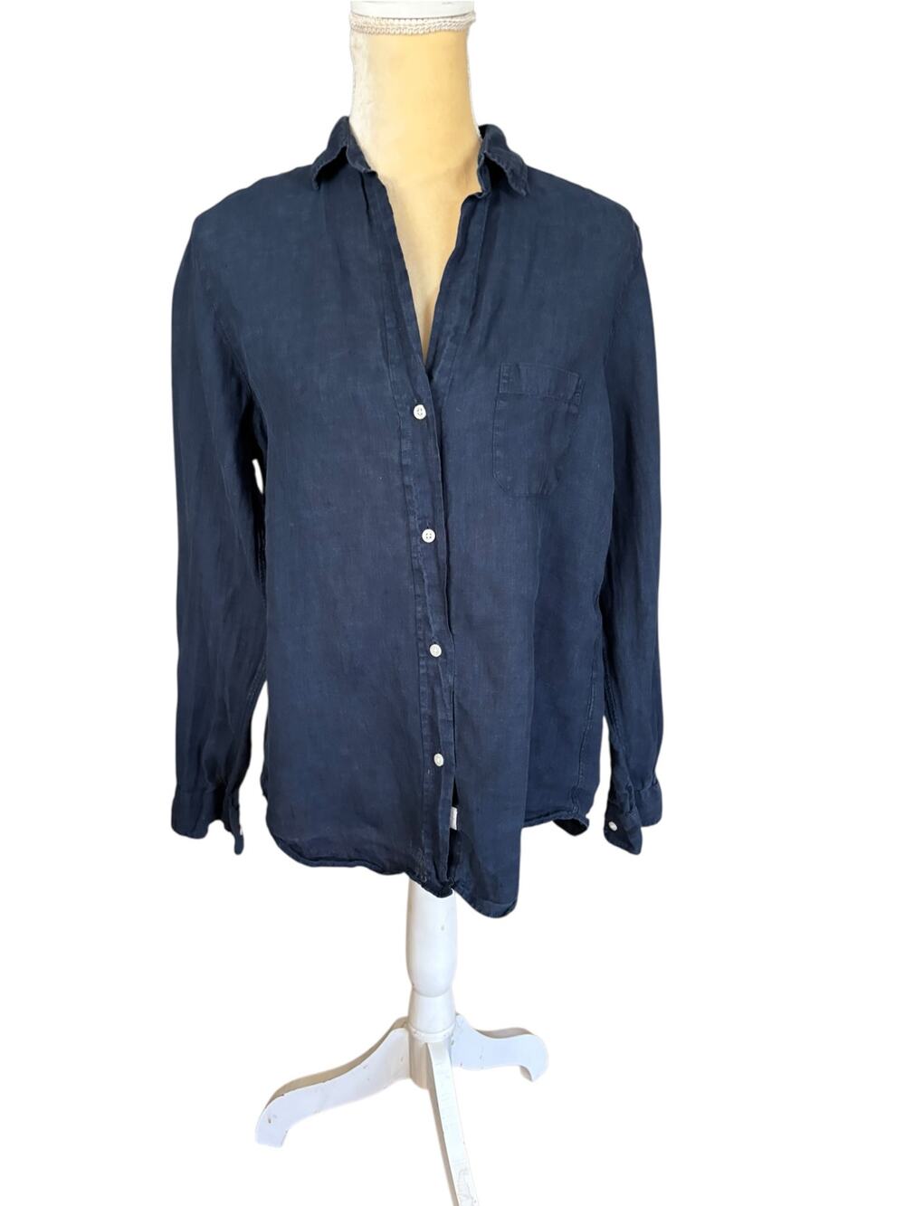 Grayson by Frank & Eileen THE HERO Navy Button Up Shirt Top Linen Size 2 Small